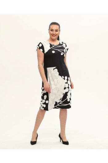 Красива макси рокля в черно бял цвят на цветя /размери 2XL,3XL,4XL/ Модел: 1347