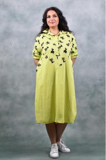 Макси рокля в цвят лайм /Унивесрсален размер/ Модел: 1407