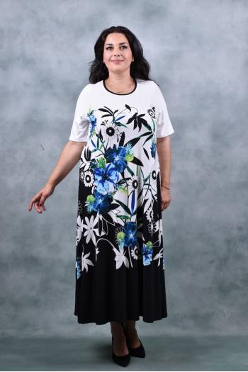 Кокетна макси рокля на цветя /размери 4XL,5XL/ Модел: 1418