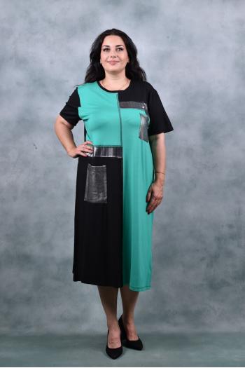 Макси рокля с мрежа в зелено /размери 52,54,56/ Модел: 1428