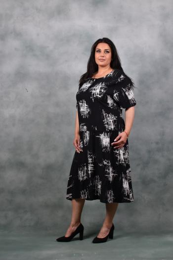 Макси рокля от памук с напръскани елементи /размери 2XL,3XL,4XL/ Модел: 1355
