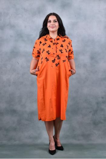 Макси рокля в свеж десен на котки /Универсален размер/ Модел: 1403