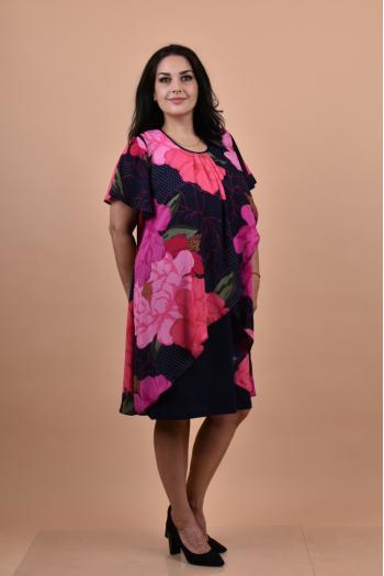 Макси рокля на цветя /размери 3XL,4XL/ Модел: 1577
