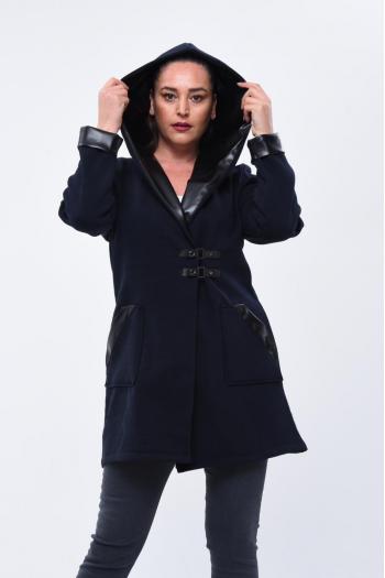 Ватирана макси жилетка тип палто в тъмно син цвят /размери 2XL,3XL,4XL/Модел:1761