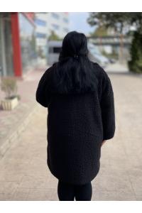 Дълго макси палто от букле в черен цвят /Универсален размер/ Модел:1765