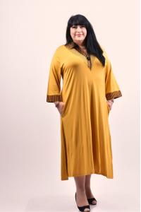 Свежа макси рокля в жълто /размери 3XL,4XL,5XL/ Модел: 1216