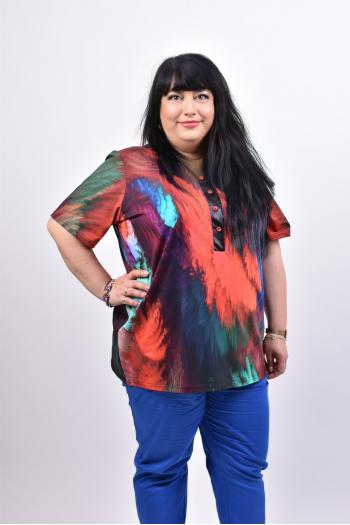 Макси блуза с копчета в пастелни цветове /размери 4XL,5XL/ Модел: 1262