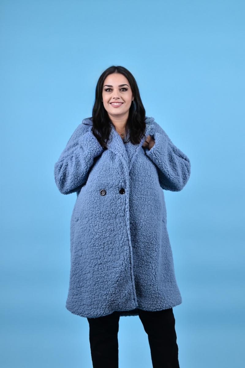 Макси палто от букле в светло син цвят /Универсален размер/ Модел:1796