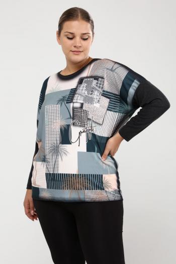 Макси блуза в красиви цветове /размери 3XL,4XL/ Модел:1704