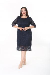 Елегантна рокля от дантела в тъмно син цвят /размери 5XL,6XL/Модел:2121