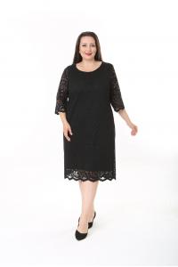 Макси рокля от дантела в черен цвят /размери:5XL,6XL/Модел:2608
