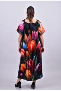 Сатенена рокля с красиви лалета /Универсален размер/Модел:2708