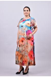 Сатенена рокля с абстрактни макове /Универсален размер/ Модел:2707