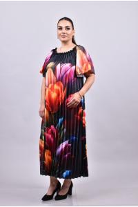 Сатенена рокля с красиви лалета /Универсален размер/Модел:2708