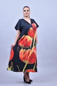 Дълга рокля на красиви лалета /Универсален размер/ Модел:2704