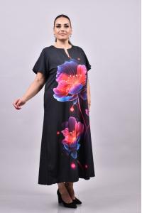 Абстрактна дълга рокля с флорални цветя /Универсален размер/ Модел:2702