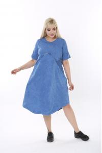 Асиметрична макси рокля от варен памук в син цвят /размери:50,54,58,62/ Модел:2659