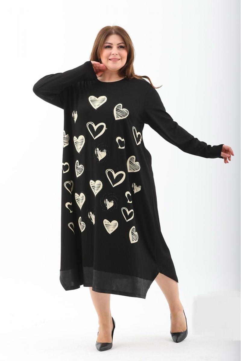 Шармантна макси рокля на сърца /размери:3XL,4XL,5XL/ Модел:2505