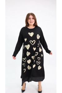 Шармантна макси рокля на сърца /размери:3XL,4XL,5XL/ Модел:2505
