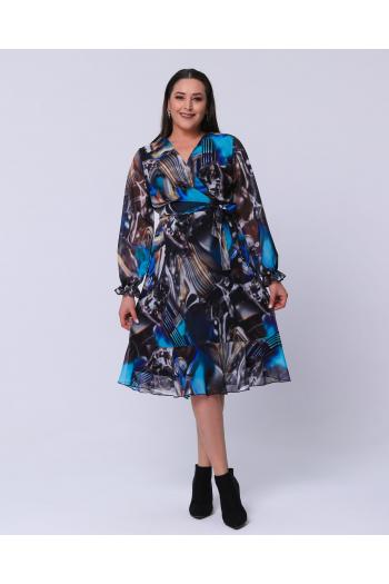 Шифонена рокля в пастелни цветове /размери 2XL,3XL,4XL/Модел:2526