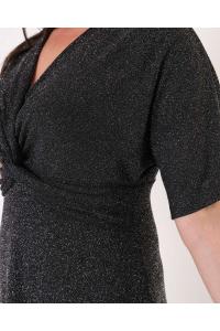 Елегантна рокля с брoкат в сиво черен цвят /размери:2XL,3XL,4XL/Модел:2529