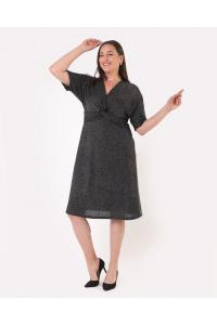 Елегантна рокля с брoкат в сиво черен цвят /размери:2XL,3XL,4XL/Модел:2529