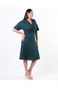 Елегантна рокля с прехвърляне в маслено зелен цвят /размери:2XL,3XL,4XL/ Модел:2445