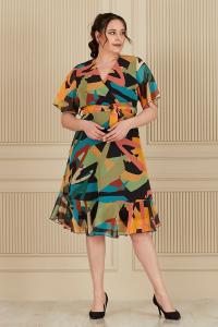 Шифонена рокля в пастелни цветове /размери 2XL,3XL,4XL/Модел:2618