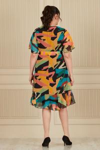 Шифонена рокля в пастелни цветове /размери 2XL,3XL,4XL/Модел:2618