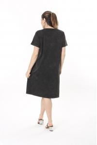 Макси рокля от варен памук в сиво черен цвят /размери:50,52,54,56/ Модел:2620