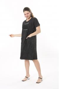 Макси рокля от варен памук в сиво черен цвят /размери:50,52,54,56/ Модел:2620