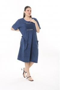Макси рокля от варен памук в син цвят /размери:50,52,54,56/ Модел:2619