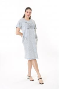 Макси рокля от варен памук в светло сив цвят /размери:50,52,54,56/ Модел:2622