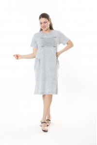 Макси рокля от варен памук в светло сив цвят /размери:50,52,54,56/ Модел:2622