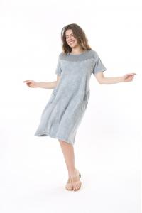 Макси рокля с мрежа от варен памук /размери:50,52,54,56/Модел:2642