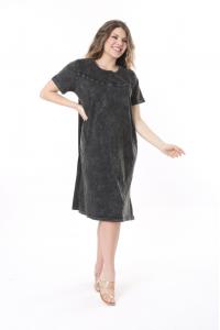 Макси рокля от варен памук в тъмен деним /размери:50,52,54,56/ Модел:2647