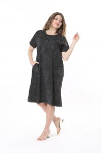 Макси рокля от варен памук в тъмен деним /размери:50,52,54,56/ Модел:2647