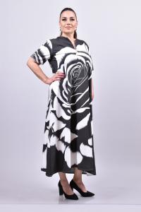Дълга рокля с ефектна щампа цвете /Универсален размер/ Модел:2665