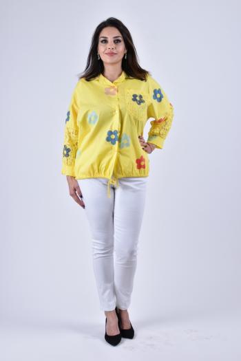 Макси риза на цветя в жълто /Универсален размер/ Модел:2561