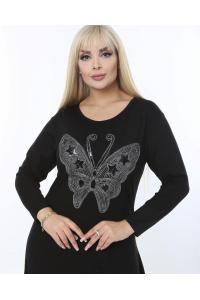 Макси рокля с 3D щампа пеперуда /размери 50,52,54/ Модел:1871