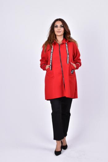 Макси палто в червен цвят /Универсален цвят/ Модел:2342