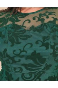 Изискана рокля с тюл в маслено зелен цвят /размери 2Xl,3Xl,4XL/ Модел:2289
