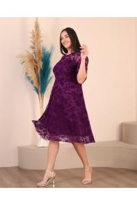 Изискана рокля с тюл в бордо /размери 2Xl,3Xl,4XL/ Модел:2291