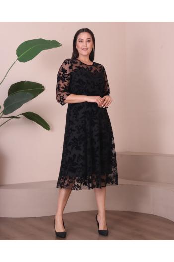 Изискана рокля с тюл в черен цвят /размери 2Xl,3Xl,4XL/ Модел:2290