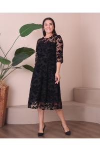 Изискана рокля с тюл в черен цвят /размери 2Xl,3Xl,4XL/ Модел:2290