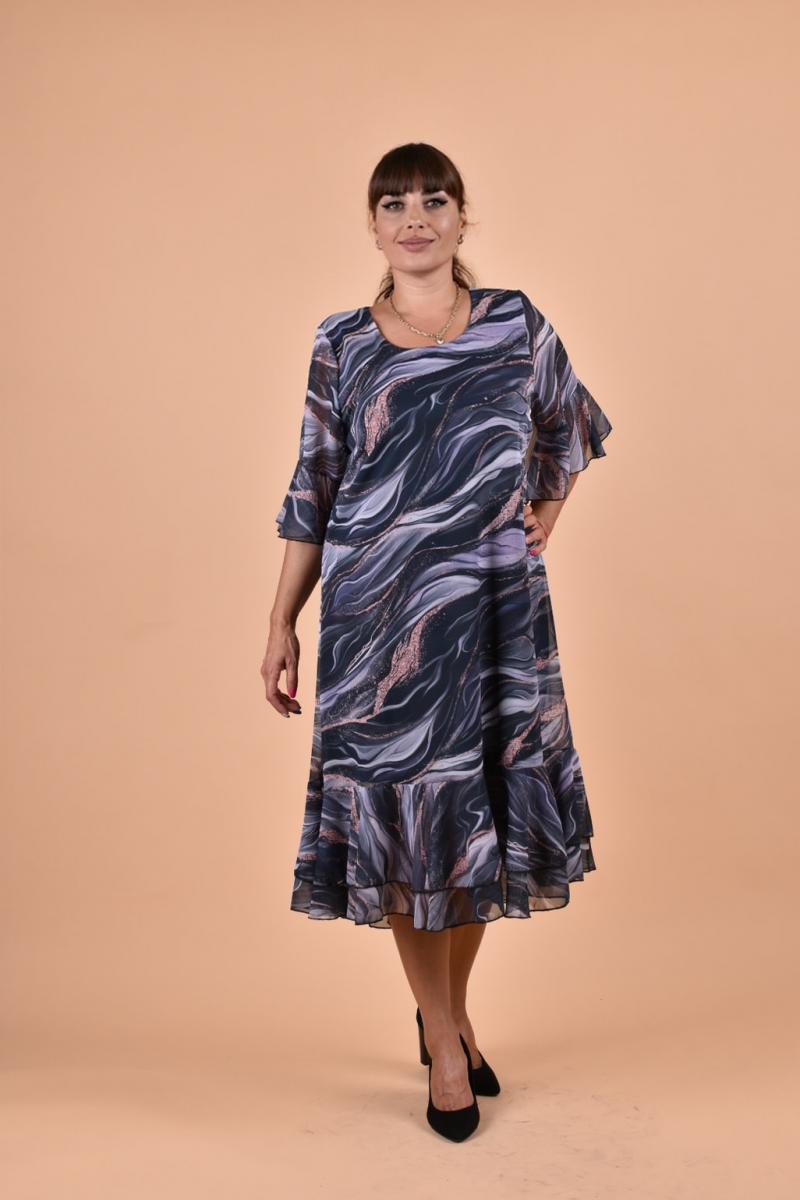 Елегантна шифонена рокля с харбала /размери 5XL,6XL/ Модел:2314