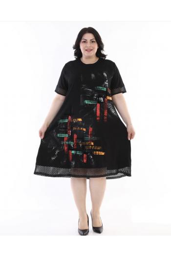 Макси лятна рокля с мрежа и фигури /размери 52,54,56/Модел;2014