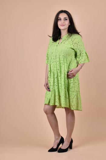Дантелена рокля в цвят лайм /Универсален размер/ Модел: 2103