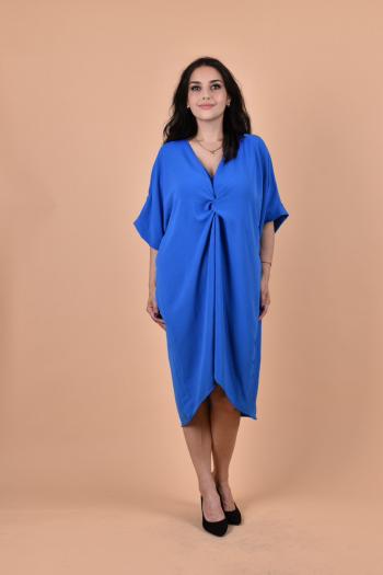 Макси рокля тип балон в турско синьо /Универсален размер/ Модел: 2128
