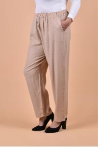 Макси летен панталон от памук в бежов цвят /размери 50,54,58,62/ Модел:2092